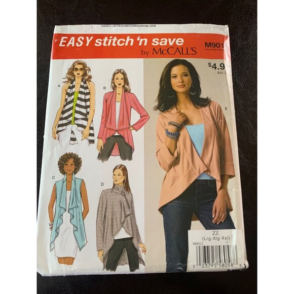 McCall's Misses Coat Vest Sewing Pattern Sz Lg - XXL M9012 - Uncut - Picture 1 of 10